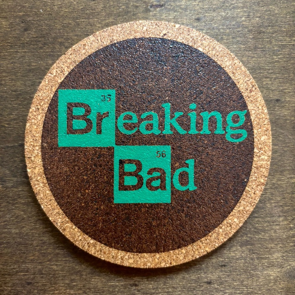 Breaking Bad Logo Laser Engraved Painted Cork Coaster